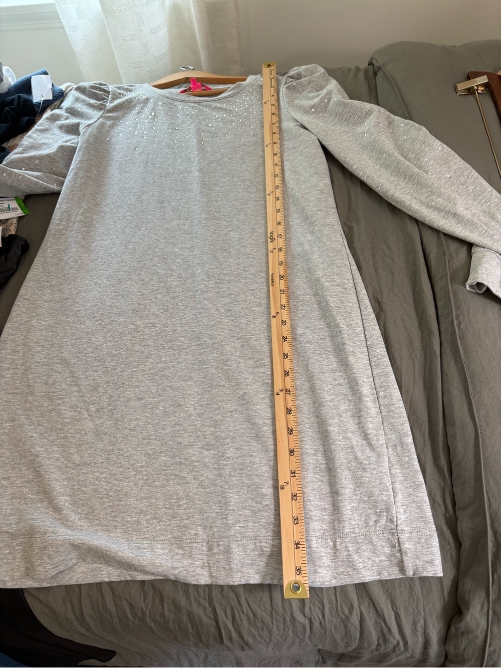 Lilly Pulitzer Jansen Embellished Dress Heathered Seaside Grey. Size Large. - Picture 12 of 13